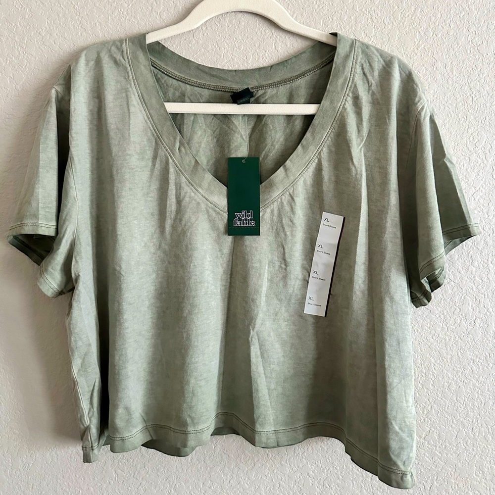 NWT V neck cropped Tee